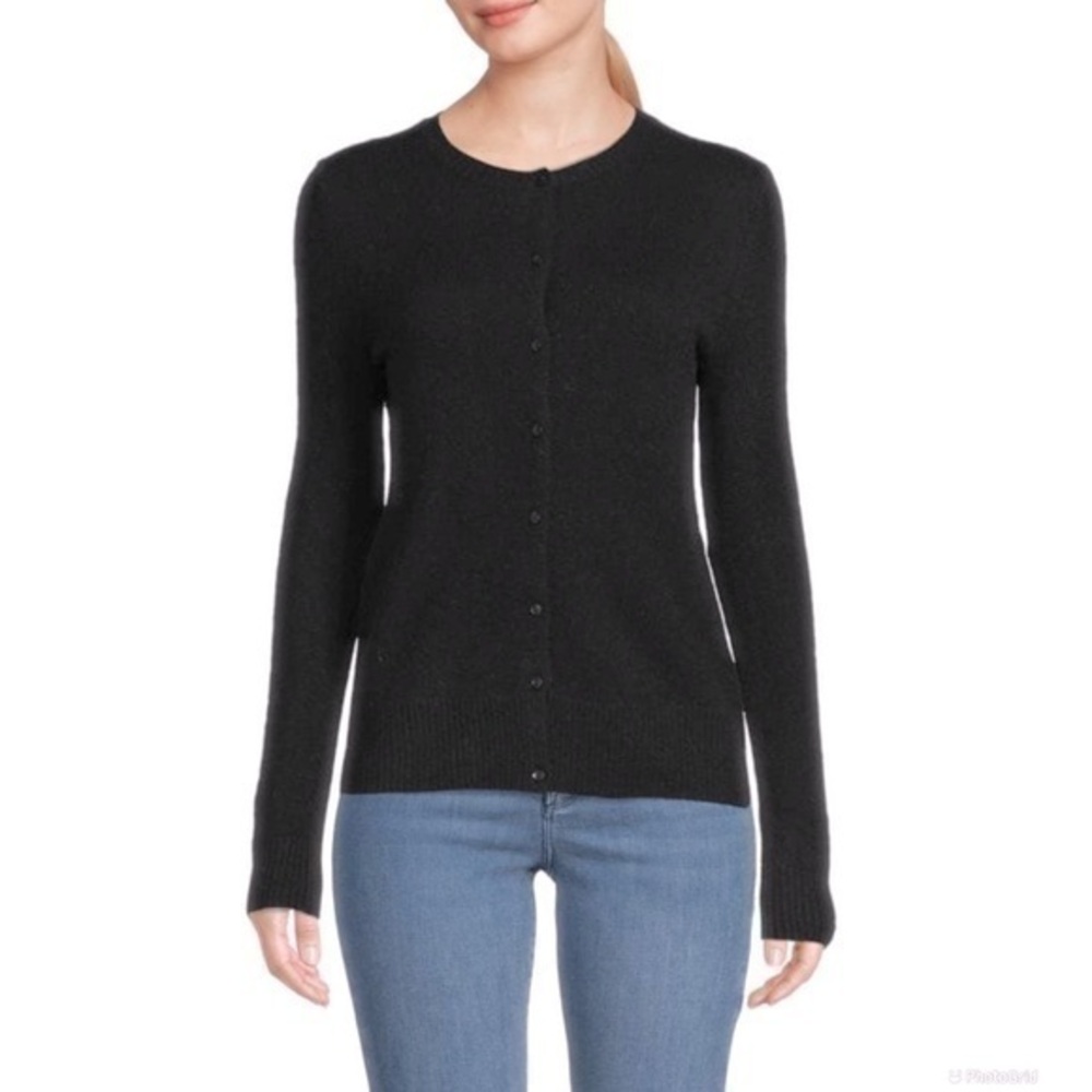 Saks Fifth Avenue Women’s Button Front Cashmere Cardigan Black Size Small NWT